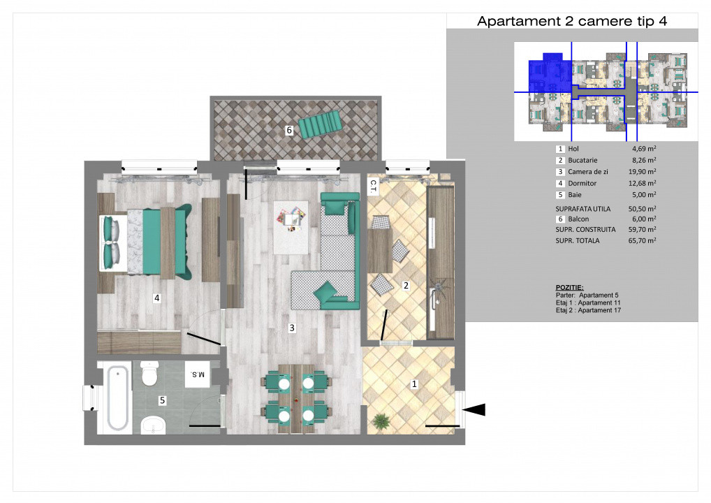 Apartament 2 camere in Trivale | Bloc Nou | mobilat si utilat