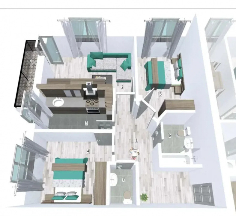 De vânzare | Apartament 3 camere, Etaj 1 | Zona Trivale, lângă pădure