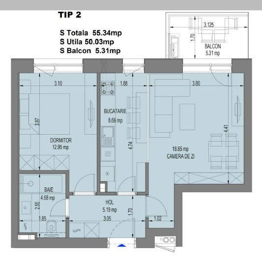 APARTAMENT 2 CAMERE | NUSCO CITY | 55 MP | FAZA 2 | DECEMBRIE 2025 | TVA inclus