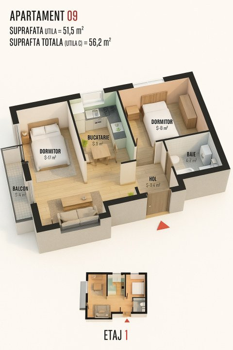 Apartament cu 2 camere sos Alexandriei - Leroy Merlin