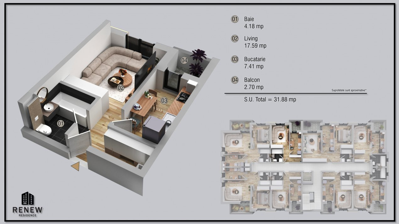 Garsoniera in zona Militari Residence finalizare aprilie 2026