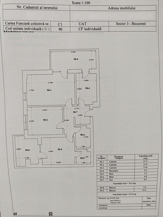 FINALIZAT | Pallady | 3 camere, 2 terase, etaj 8, an 2025, loc parcare | metrou 