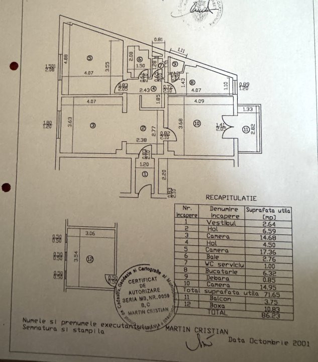 Apartament 3 camere, 86 mp, etaj 1, langa Parcul Carol, de renovat